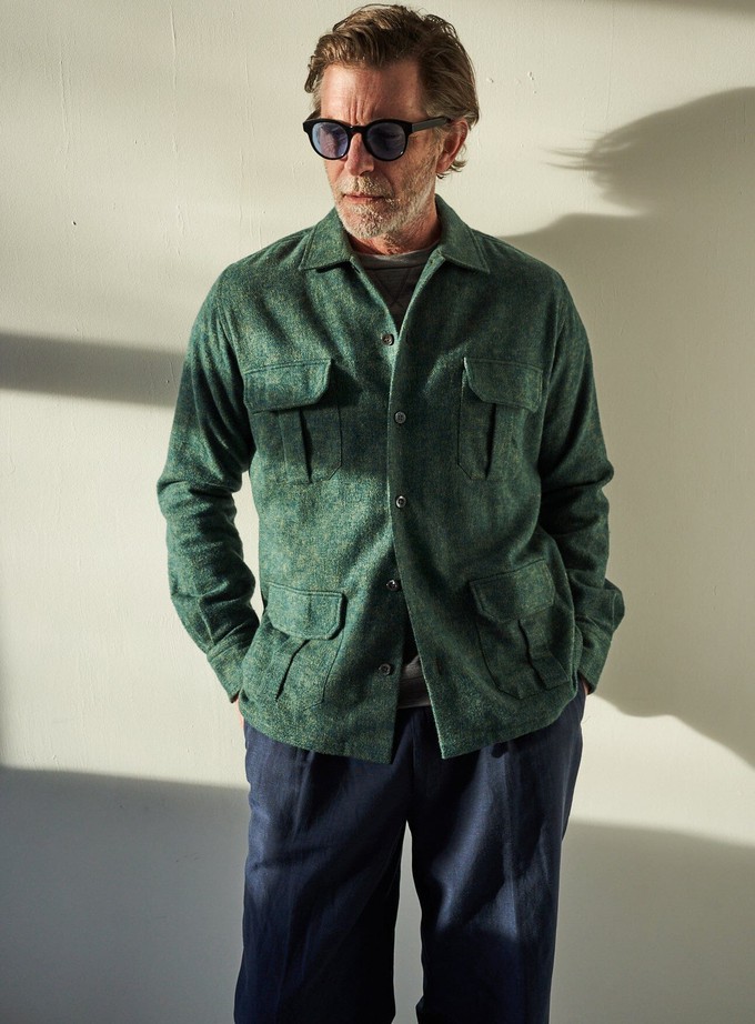 Heavy Recycled Soft Flannel Green Men's Overshirt from Neem London