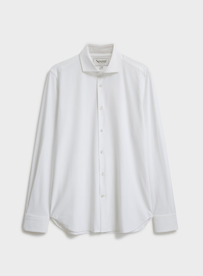 Recycled Italian White Cut Away Comfort Shirt from Neem London