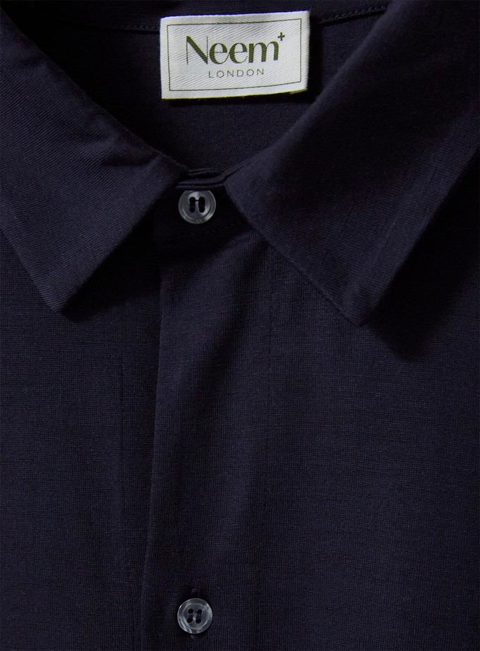 ZQ Merino Super 120s Wool Jersey Navy Shirt from Neem London