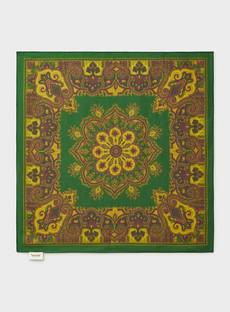 Biodegradable Italian Tencel Green Motif Neem and Mustard Print Neck Scarf via Neem London