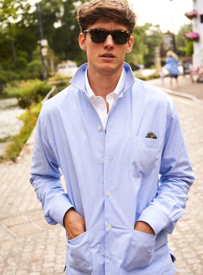 Recycled Italian Sky Slub Shirt Jacket from Neem London