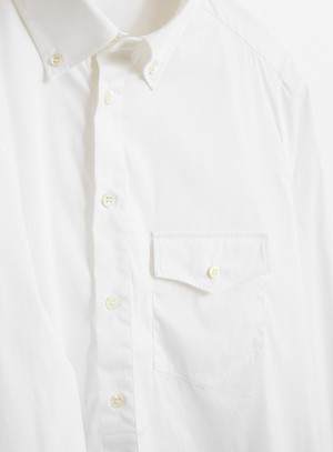 Recycled Italian White Oxford Modern Button-down Popover Shirt from Neem London