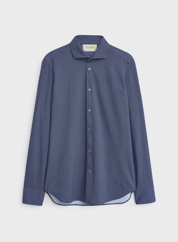 Recycled Italian Navy Como Print Comfort Shirt from Neem London