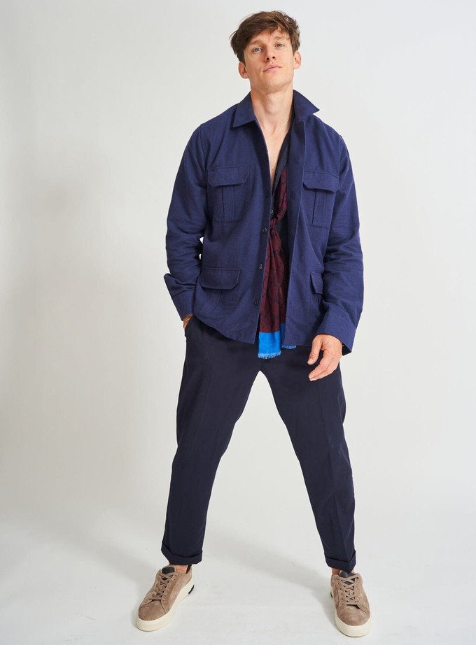 Recycled Italian Navy Flannel Overshirt from Neem London