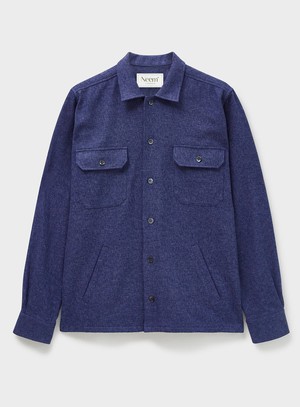 Recycled Piccadilly Cross Weave Blue Overshirt from Neem London