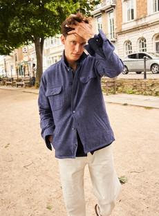 Recycled Piccadilly Cross Weave Blue Overshirt via Neem London