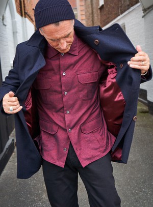 Recycled Italian Flannel Deep Red Over-Shirt from Neem London