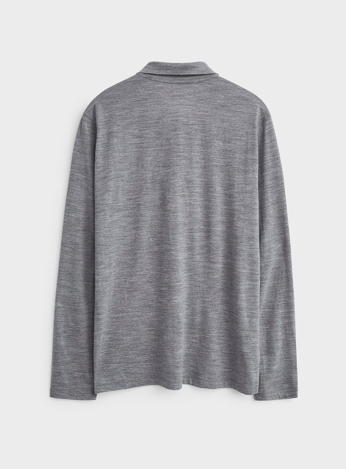 ZQ Merino Light Grey Long Sleeve Polo from Neem London