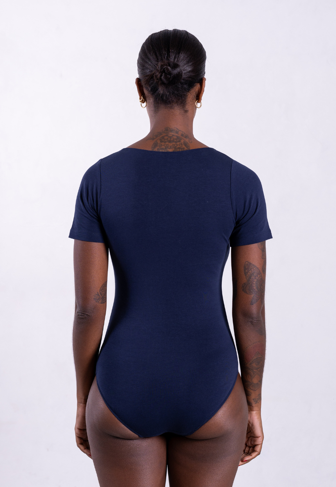 Organic Cotton V-Neck Bodysuit, Blue Navy from Not Basics