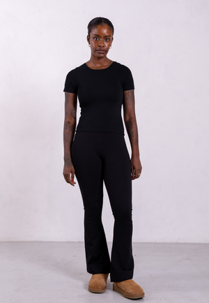 Organic Cotton Flared Leggings, Black from Not Basics