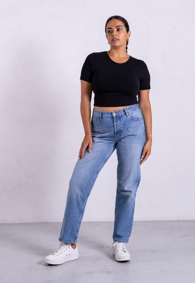 Organic Cotton Crew Cropped T-Shirt, Black from Not Basics