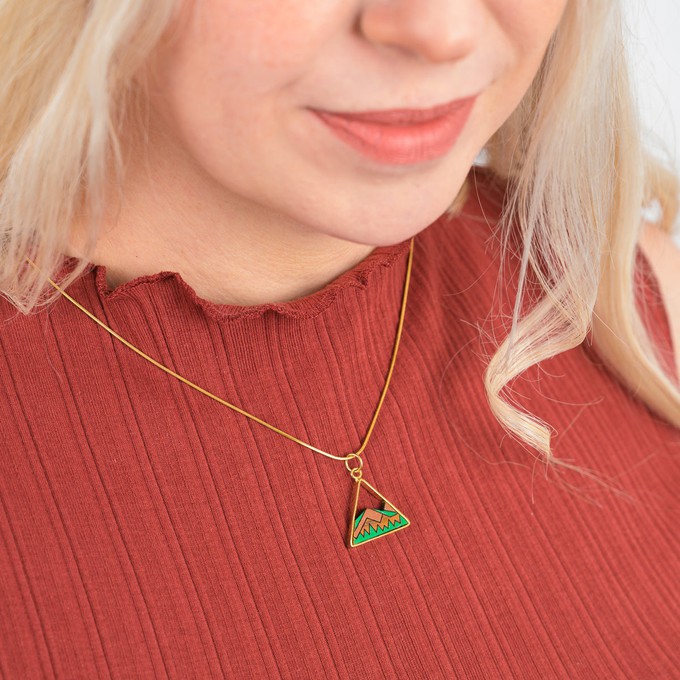 Hill Eco-friendly Recycled Wood Gold Necklace from Paguro Upcycle