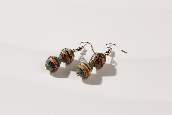 Earrings with two paper beads "Happy Africa" from PEARLS OF AFRICA