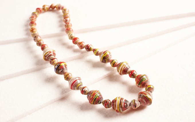 Necklace with large and small paper beads "Massai" from PEARLS OF AFRICA