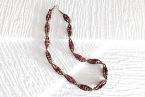 Short necklace with elongated paper beads in bundles "Senta" from PEARLS OF AFRICA