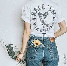 Kale 'Em With Kindness - White T-Shirt via Plant Faced Clothing