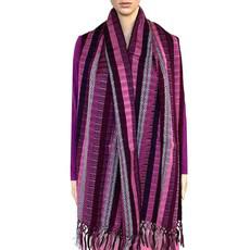 Scarf with fringes Maroon Pink - Mayan Design - Fairtrade via Quetzal Artisan