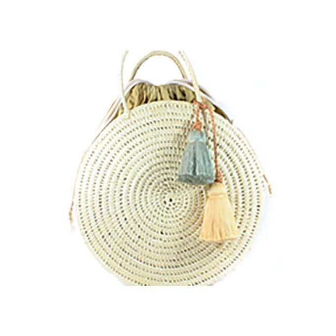 Handbag Palm Leaf Mustard - Cotton Pouch - Ecofriendly & Fair from Quetzal Artisan