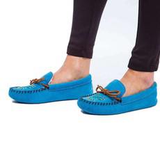 Suede Moccasins Skyblue - Indoors - Women Slippers Hiawatha via Quetzal Artisan