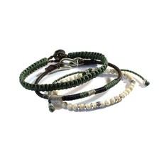 Bracelet Olive Green Cream - For Men - Handmade & Fairtrade via Quetzal Artisan