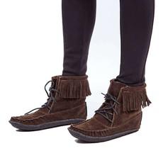 Short Boots Brown - Handmade with Suede - Native Moccasins via Quetzal Artisan