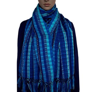 Scarf Blues with Fringes - Handmade - Beautiful and Fair from Quetzal Artisan