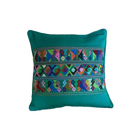 Mayan Cushion Cover Green - Cotton - Colorful and Fairtrade from Quetzal Artisan