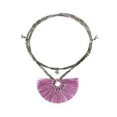 Fan Tassel Necklace Lavender - Handmade and Fairtrade via Quetzal Artisan