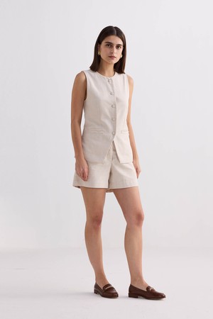 Cotton Tweed Shorts in Cream from Reistor