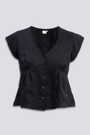 Deep V-neck short top in Black from Reistor