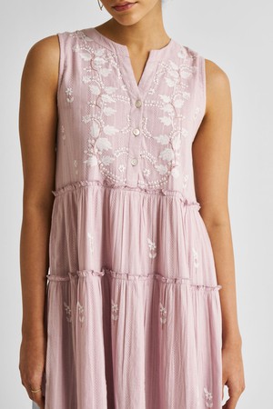 Embroidered Resort Maxi Dress in Pink from Reistor