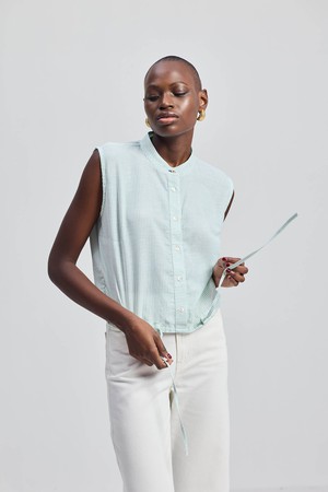 Button-down Shirt with Waist Drawstring in Stripes from Reistor