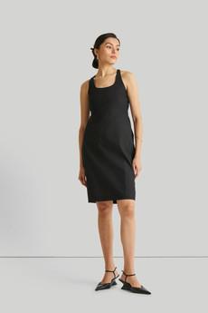 Fitted Knee Length Dress in Black via Reistor