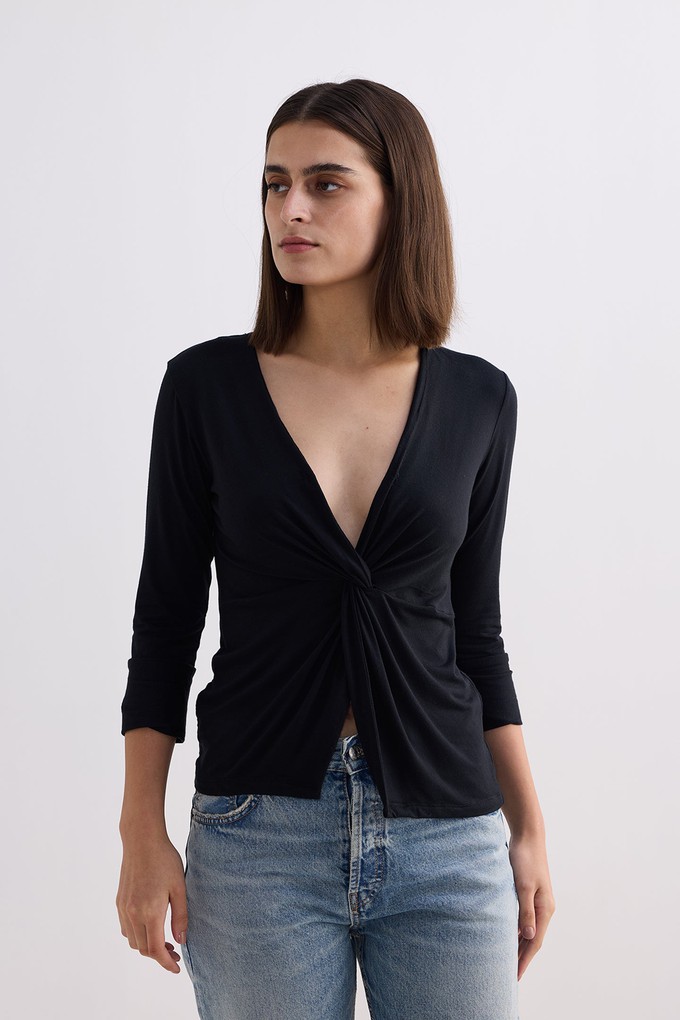 Twist Front Knit Shirt in Black from Reistor