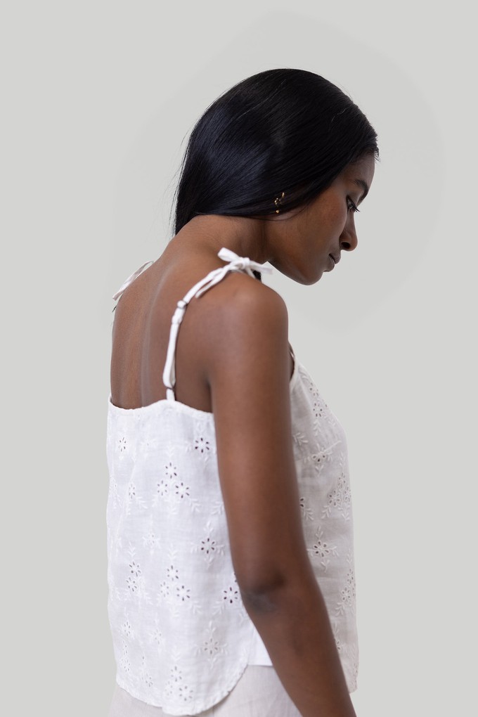 Tie-up Camisole in White Embroidery from Reistor