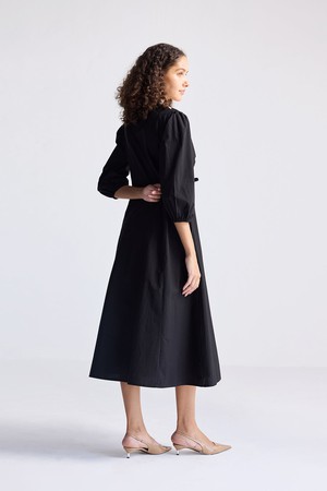 Drawstring Embroidered Dress in Black from Reistor