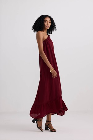 One-shoulder Midi dress in Burgundy from Reistor