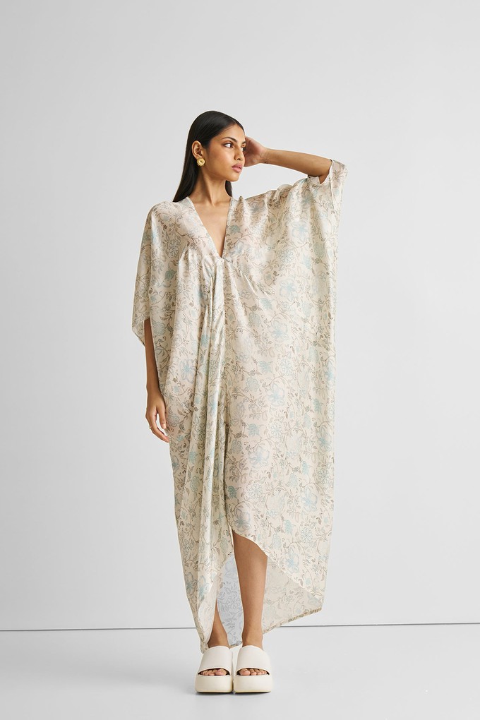 Silky Kaftan Dress in Blue Florals from Reistor