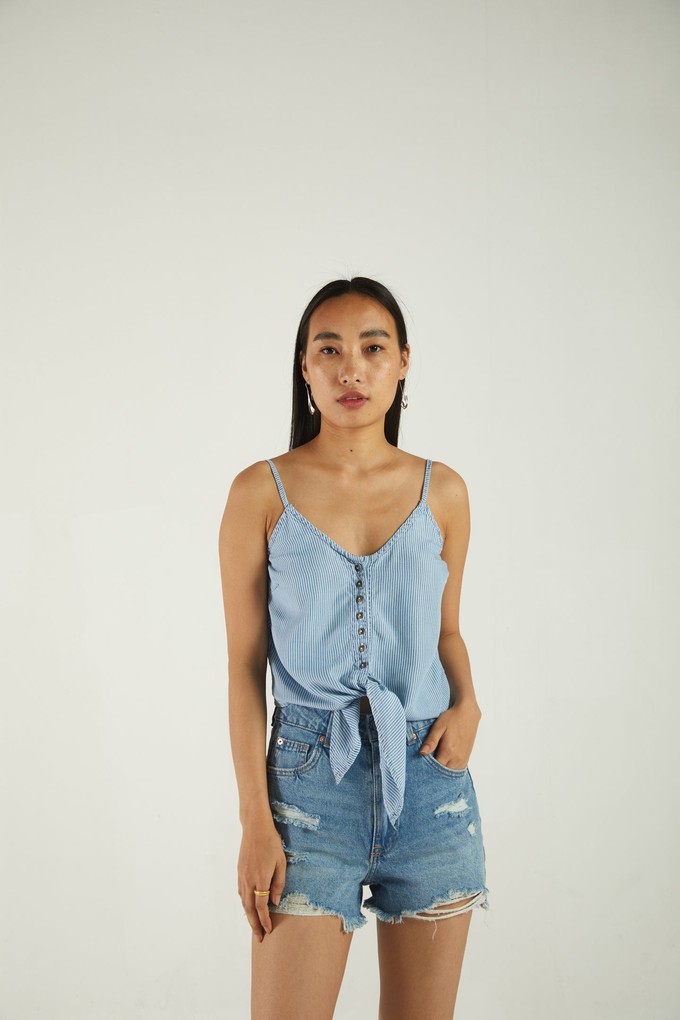 Pool Day Tan Lines Denim Top from Reistor