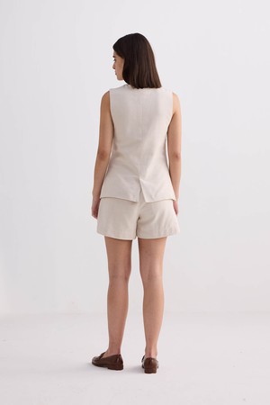 Cotton Tweed Vest Jacket in Cream from Reistor