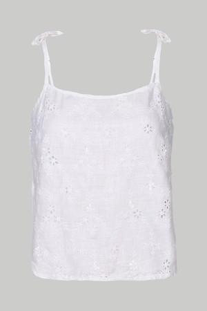 Tie-up Camisole in White Embroidery from Reistor