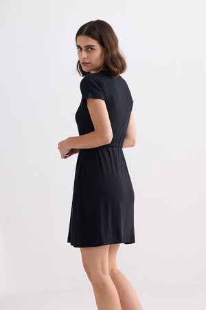 Drawstring Short T-shirt Dress in Black from Reistor