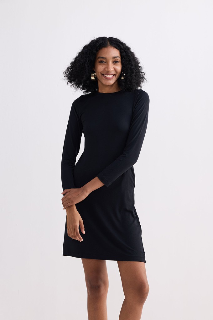 Long Sleeves Fitted Short Dress in Black from Reistor