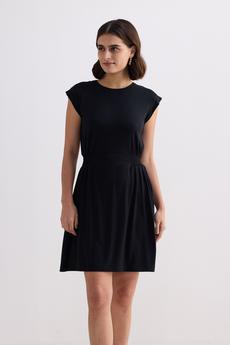 Short Dress With Smocking Side Detail in Black via Reistor