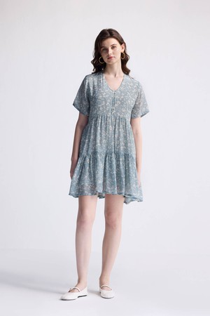 Floral Short Tiered dress in Light Blue from Reistor