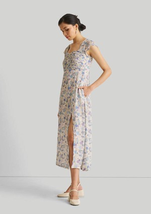 Ruched Dress in Blue Florals from Reistor