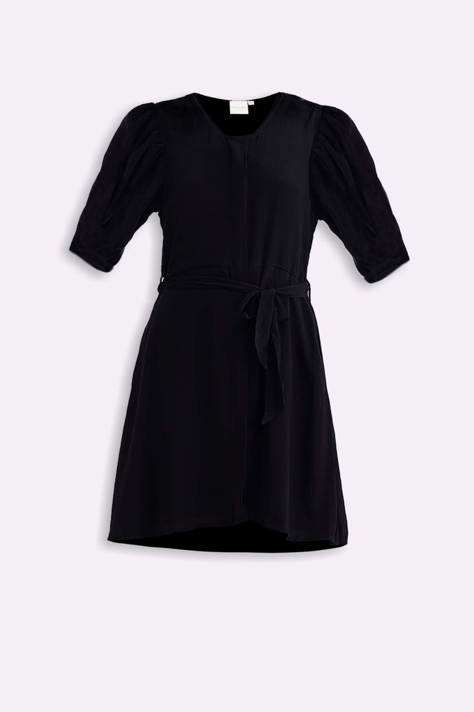 Short Dress with a Waist-tie in Black from Reistor