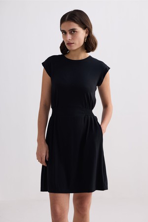 Short Dress With Smocking Side Detail in Black from Reistor