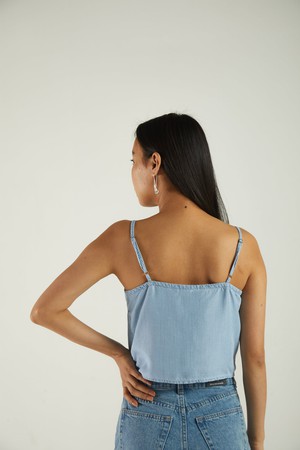 Pool Day Tan Lines Denim Top from Reistor