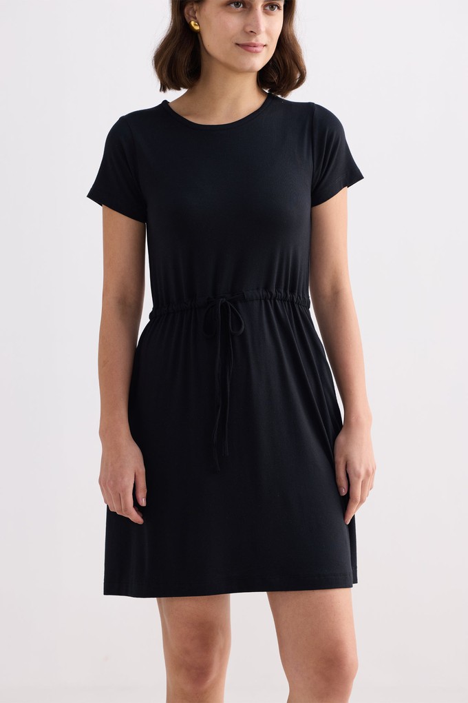 Drawstring Short T-shirt Dress in Black from Reistor